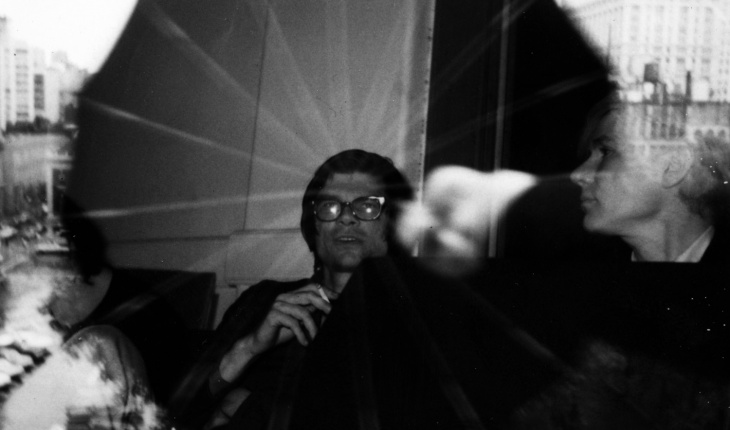 Robert Smithson and Any Warhol at the Factory, New York, c. 1965. Photograph by Nancy Holt.