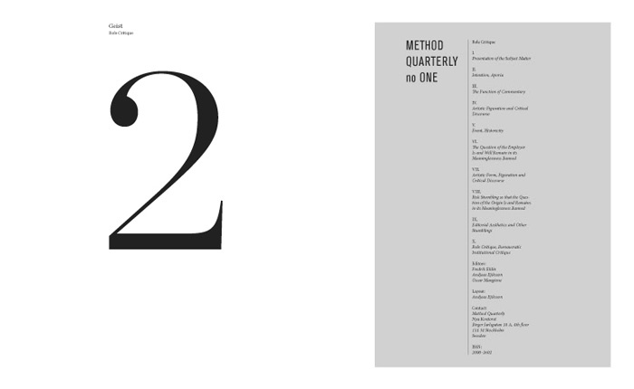 Method Quarterly spread from Voice Over: On Staging and Performative Strategies in Contemporary Art (Berlin: Sternberg Press, 2009).