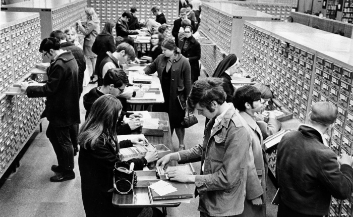 Card Catalogues of the Main Public Library, Cincinnati. Photo from the online archives of the Public Library of Cincinnati & Hamilton County.