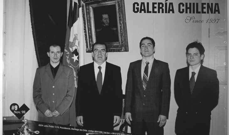Galería Chilena, Diego Fernández, Felipe Mujica, and Joe Villablanca, with the president of Chile, Eduardo Frei, in his office 